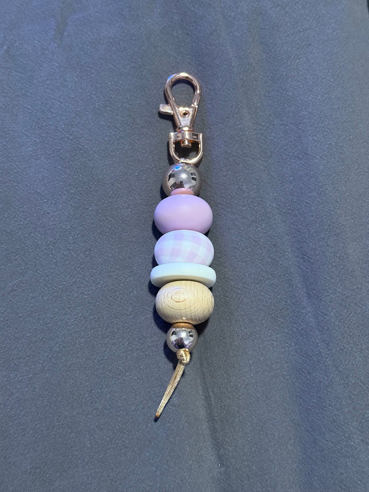 Gingham Girl Keyring - Lilac