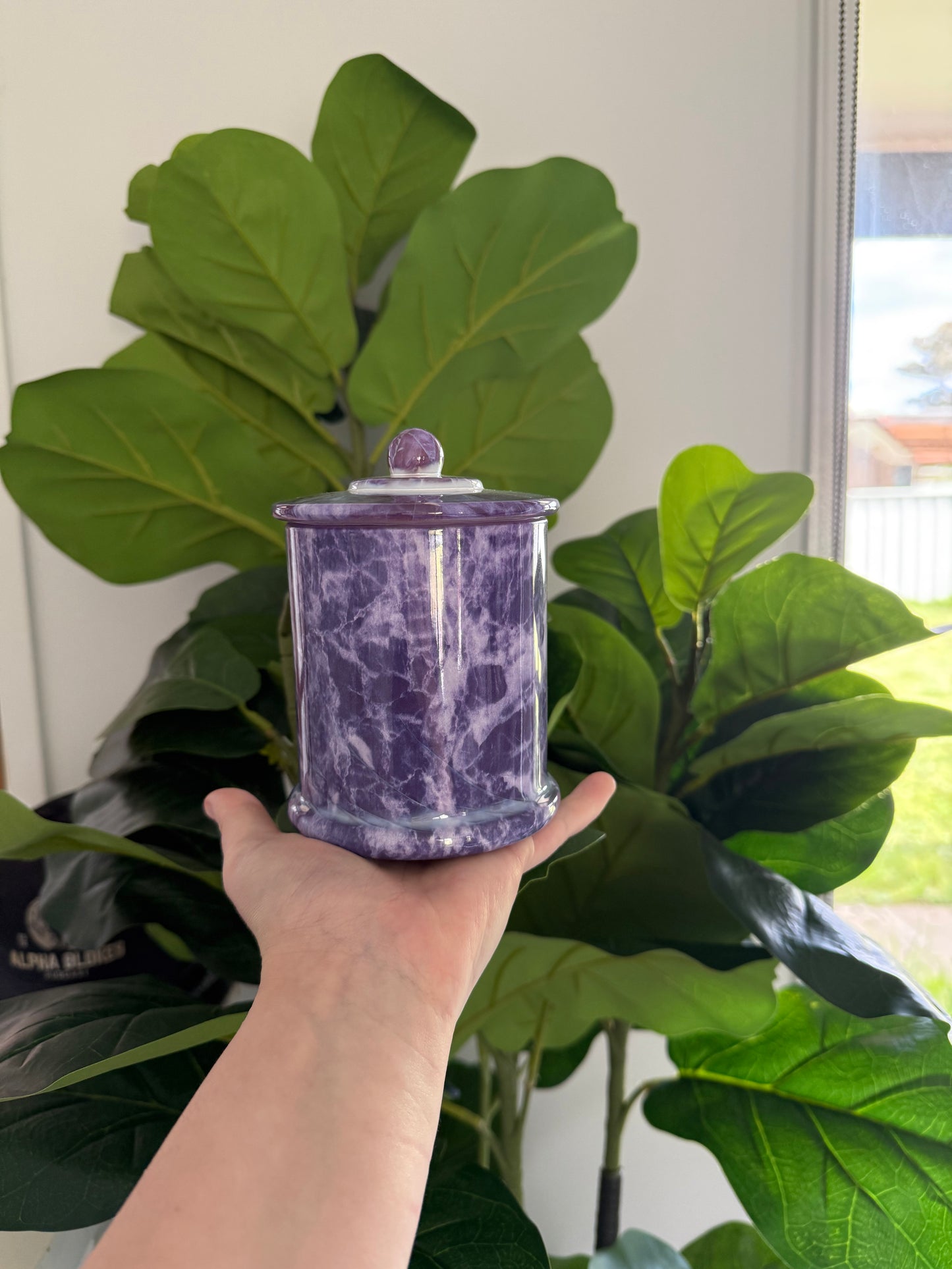 Marble Purple Candle Jar